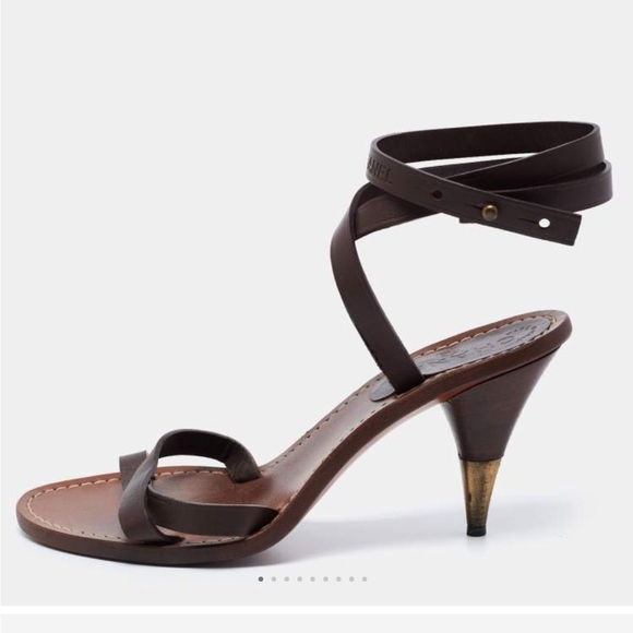 Chanel brown sandals with tie around your ankle size 37 preloved - Picture 1 of 4
